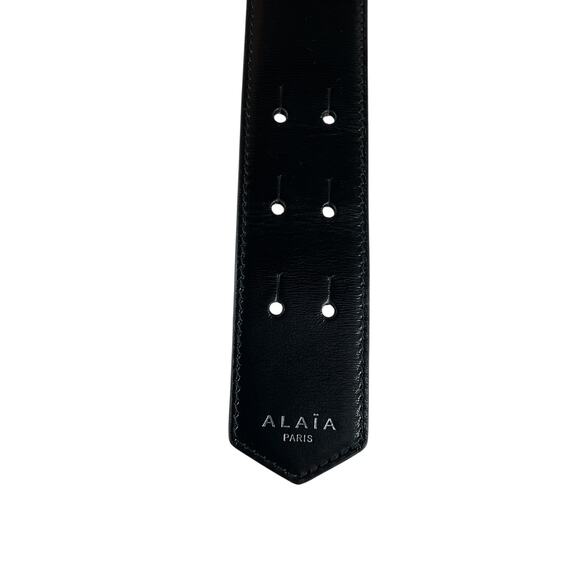 Alaia One Piece Black Leather Belt Size 70 CM - Picture 6 of 6